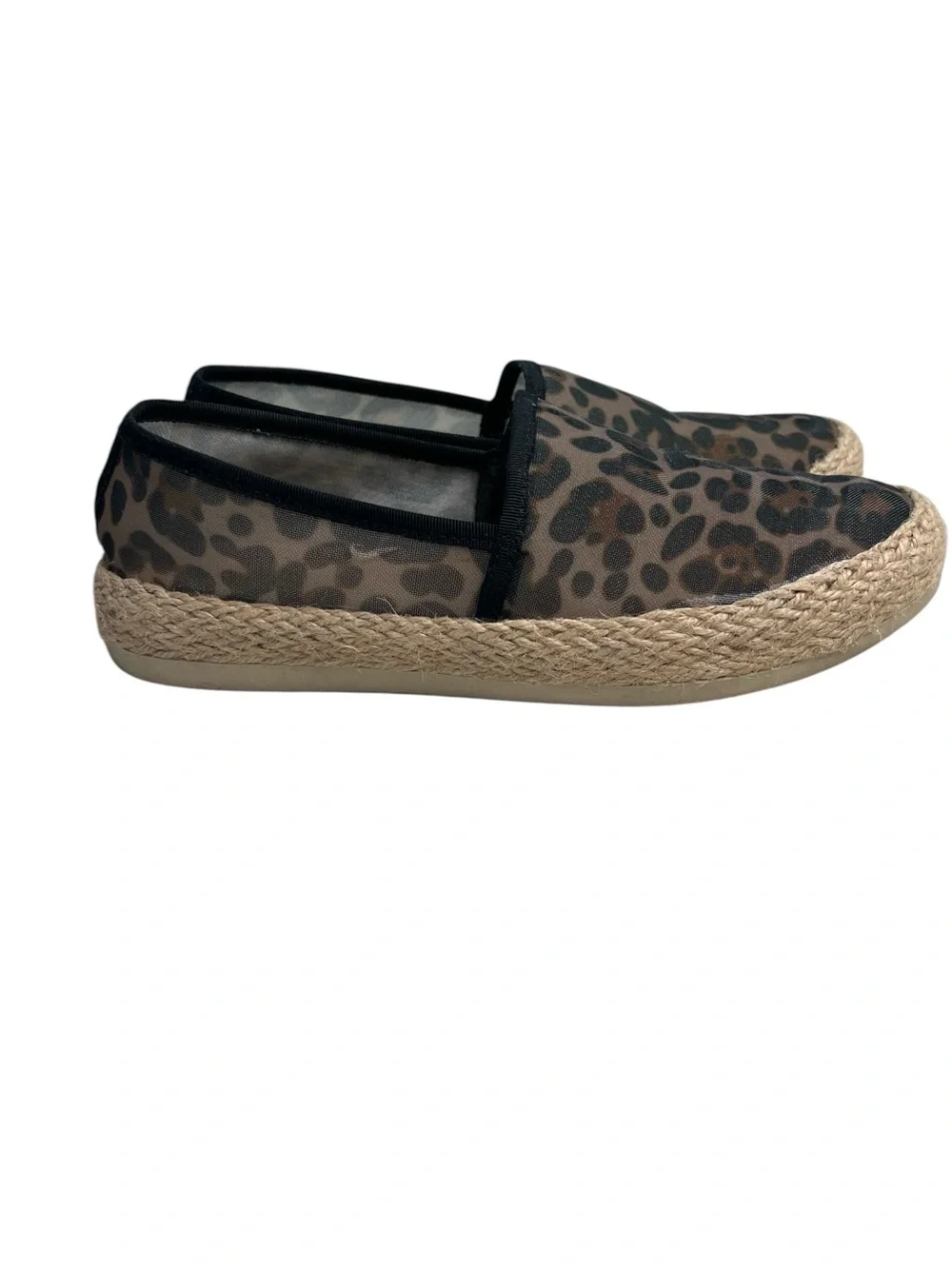 Esprit Leopard Print Espadrille Slip-Ons in Brown and Black SZ 7.5